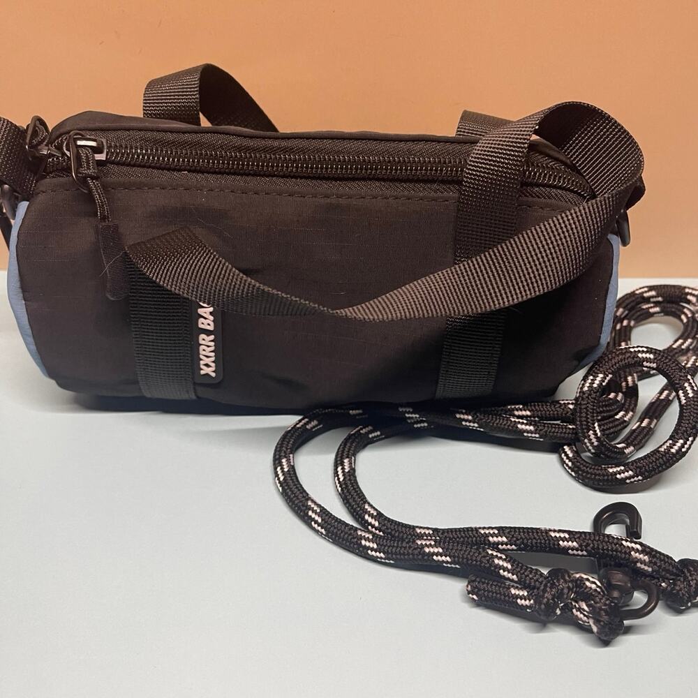 Black Utility Crossbody Bag Adjustable Rope Strap Streetwear